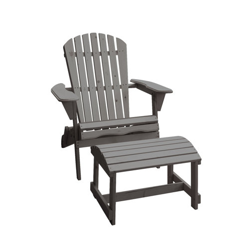 Dovecove Solid Wood Folding Adirondack Chair with Ottoman Wayfair